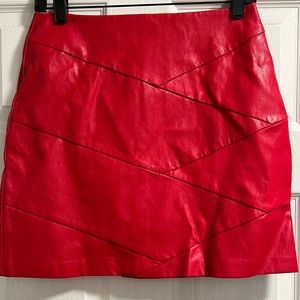 Red Leather Mini Skirt